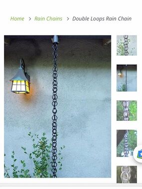 Rain chain double loop black powder coated 8 feet